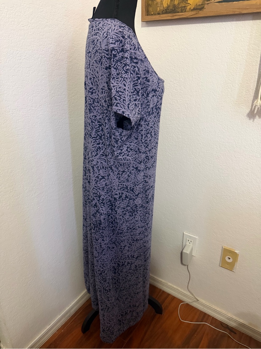 Peruvian Connection Women's Scoop Neck Maxi Dress in Lavender Blue- XL - Picture 2 of 6